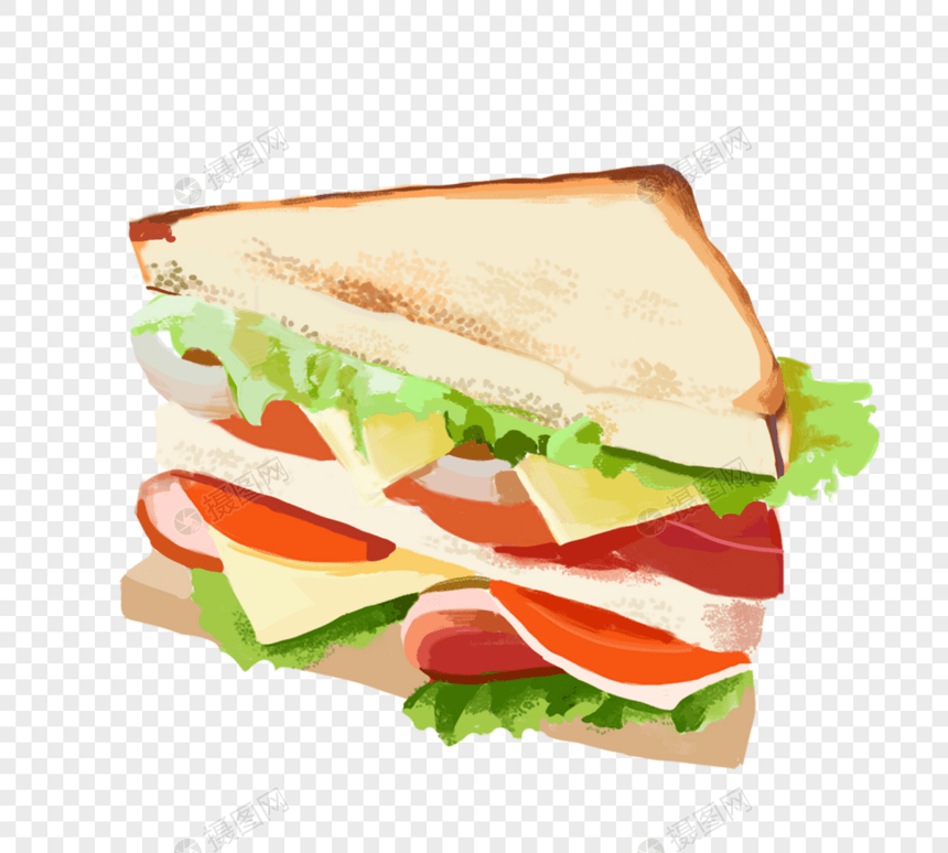 手绘三明治美食元素图片