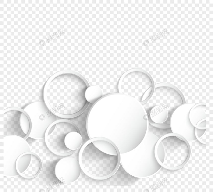 几何圆形白色三维剪纸边框图片