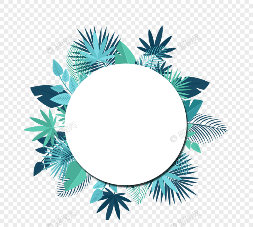 夏季热带植物圆边图片