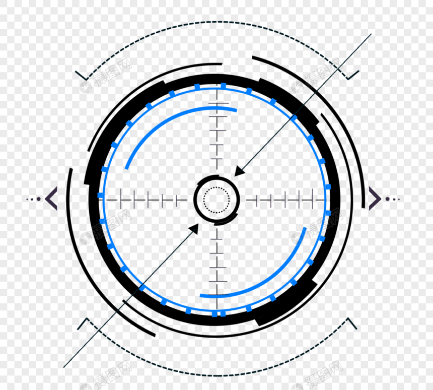 蓝黑色瞄准镜系统元素图片