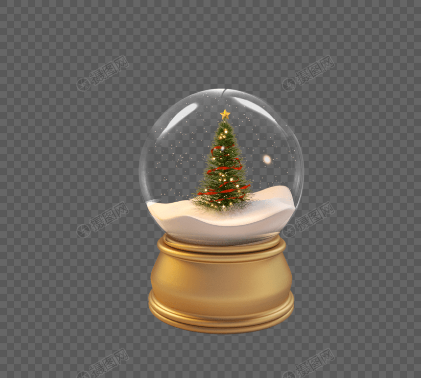 圣诞树水晶球音乐盒模型图片