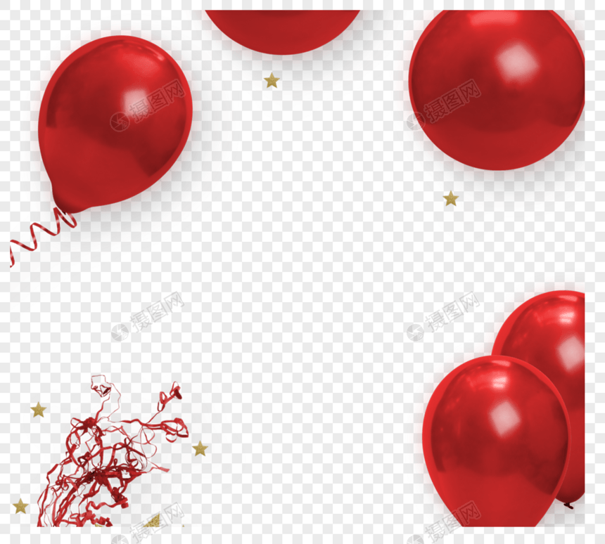 红色生日派对气球图片