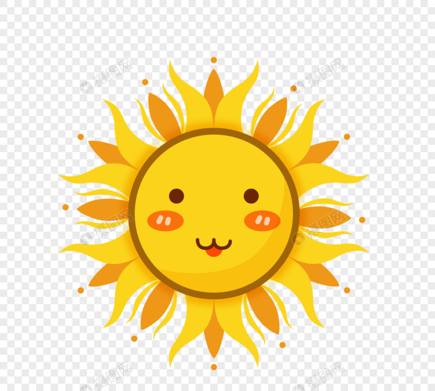 可爱手绘黄色笑脸太阳图片