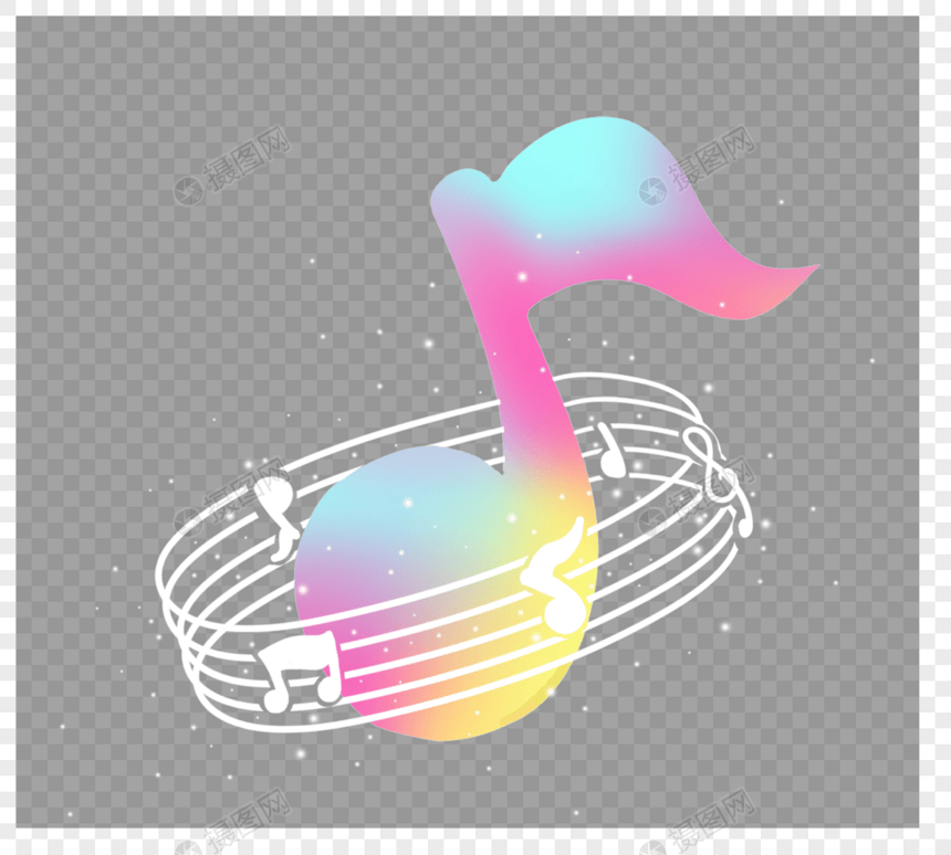 彩色音乐音符行星创意元素图片