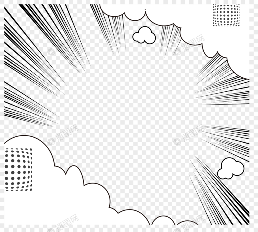 漫画风格速度线条云朵元素图片