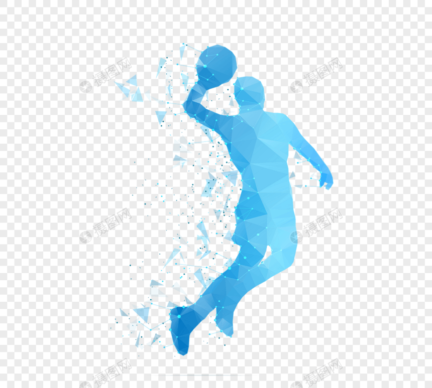蓝色数字线条篮球图片