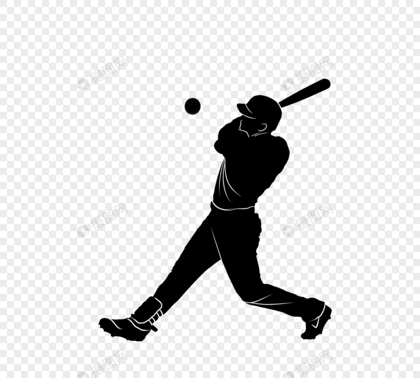 黑白线条棒球运动员图片