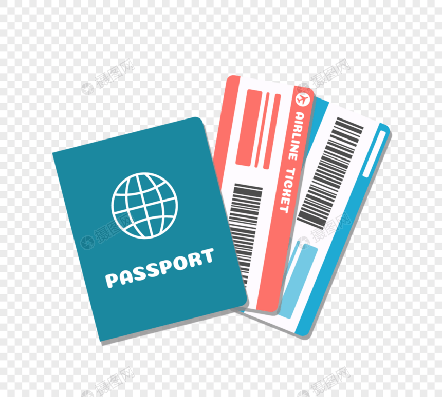 卡通旅行机票护照元素图片