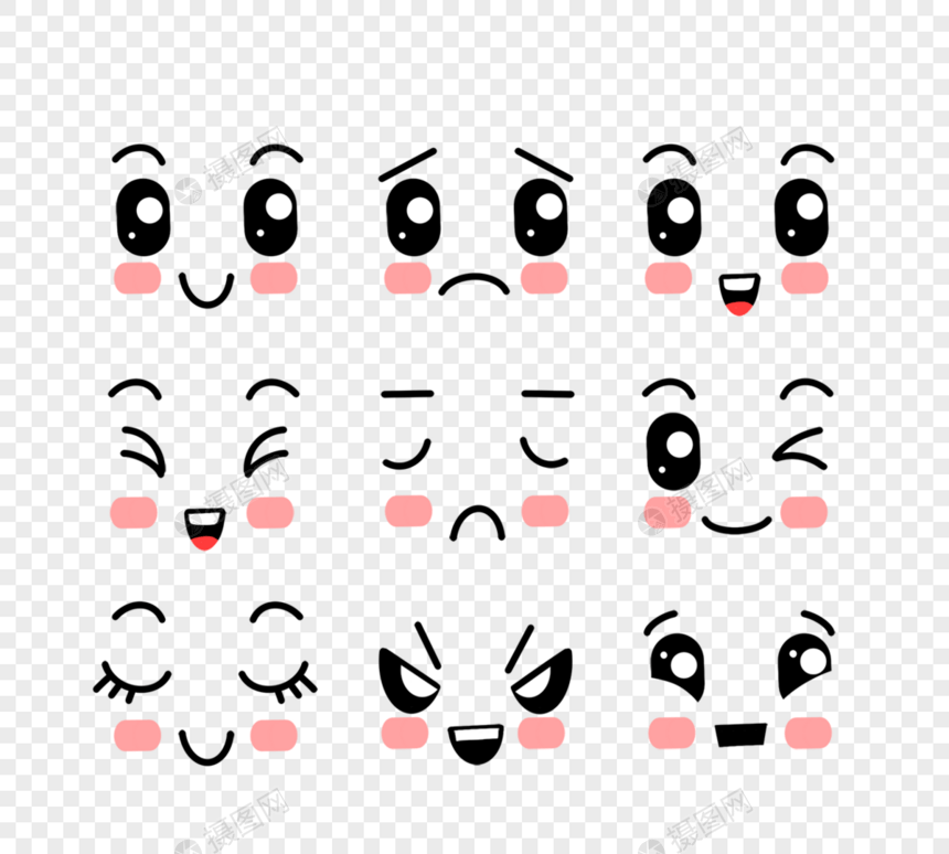 黑色线条可爱表情包元素图片