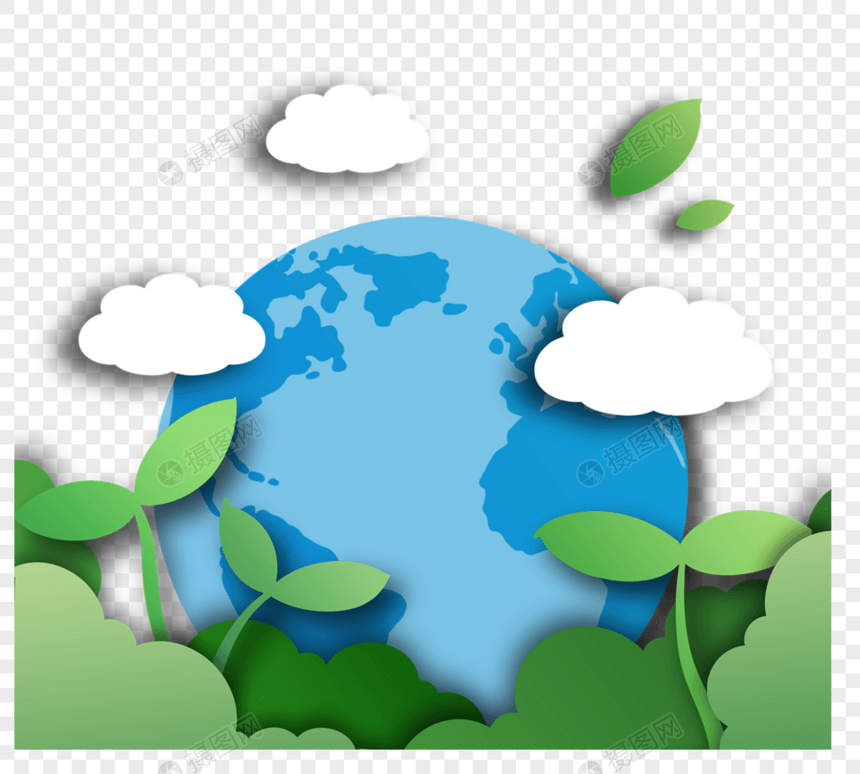世界环境日剪纸创意地球图片