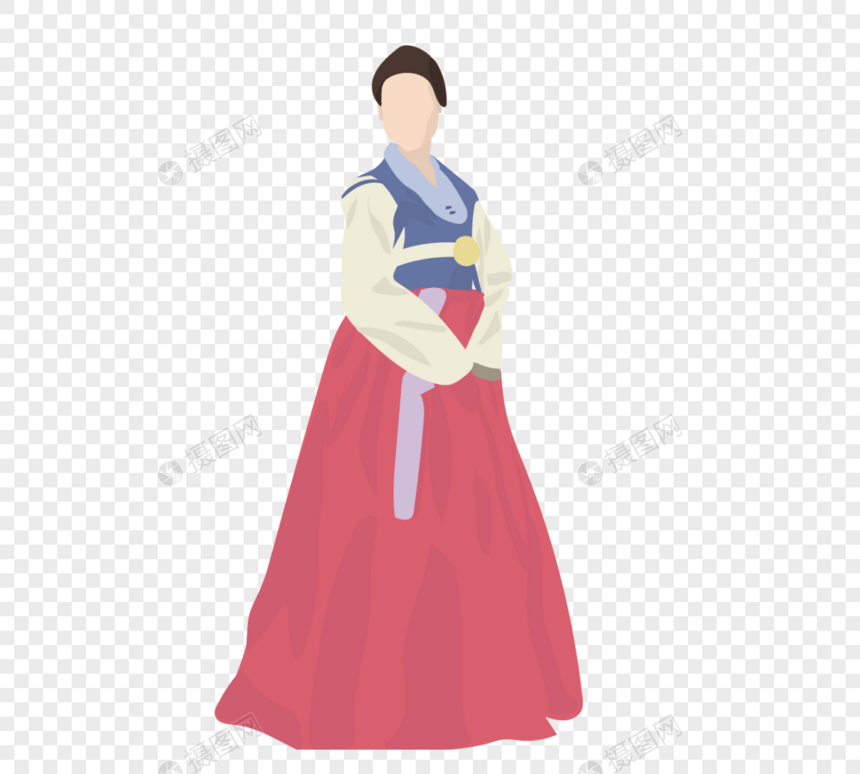 韩国传统服饰女性矢量字符图片