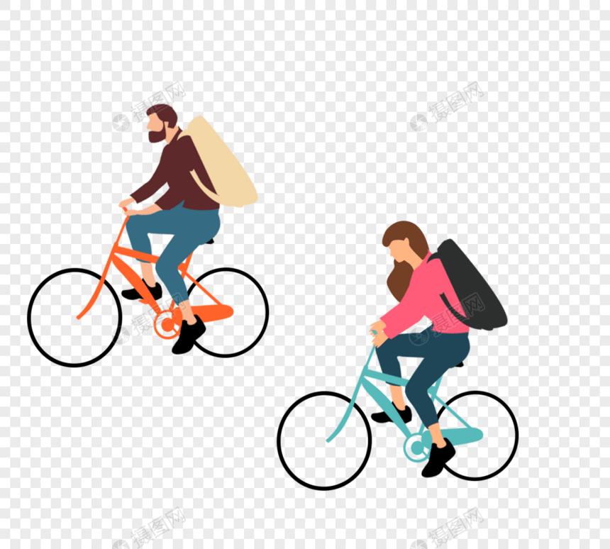 卡通手绘户外运动骑自行车图片