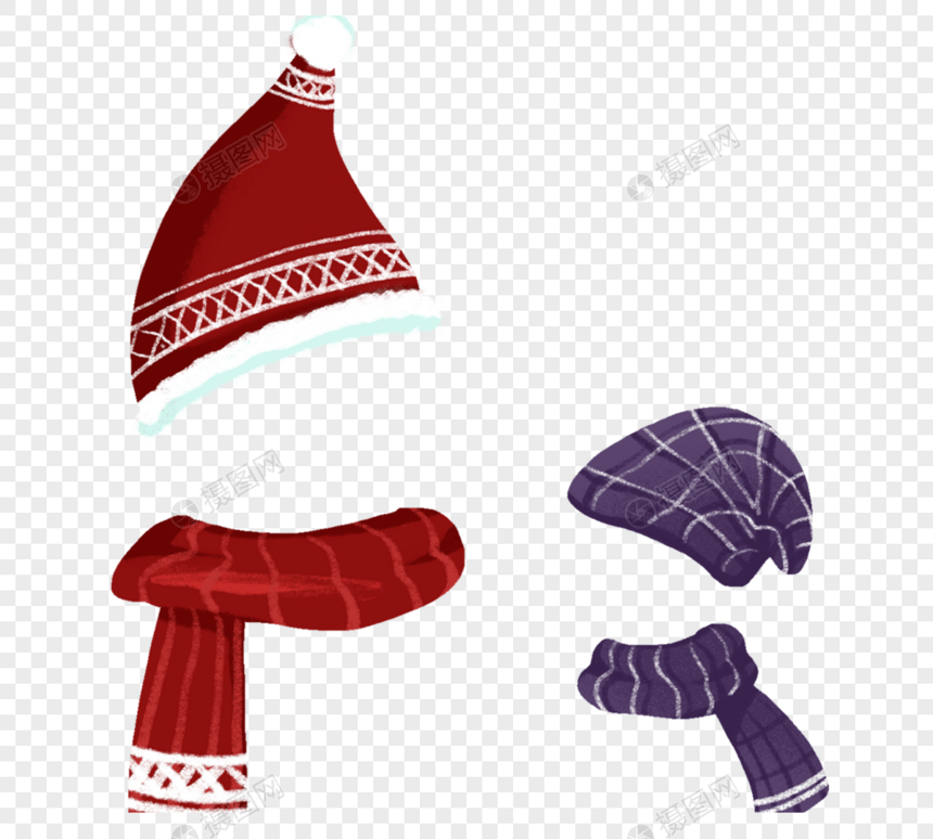 红色和蓝色冬帽和围巾图片