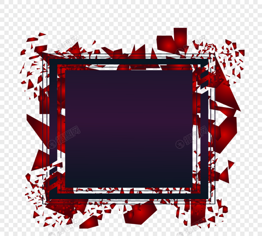 红色破碎碎屑暗色边框派对元素图片
