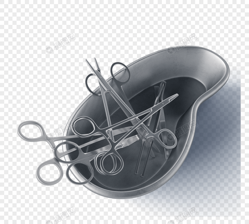 医用剪刀托盘3d元素图片
