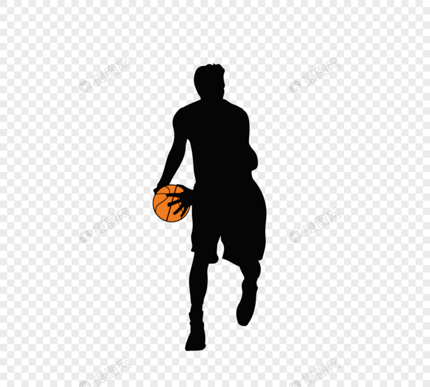 篮球运动员剪影元素图片