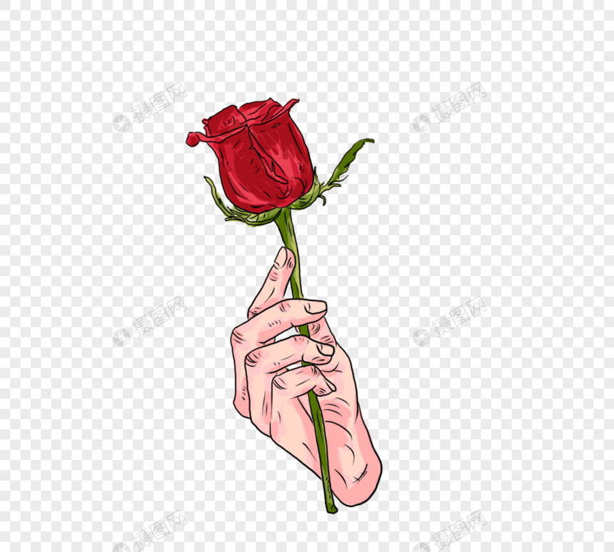 一支红色玫瑰花元素图片