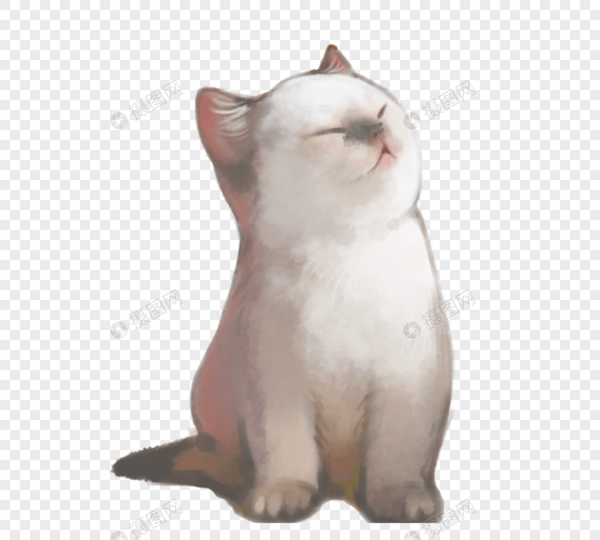 白色胖猫咪可爱软萌元素图片