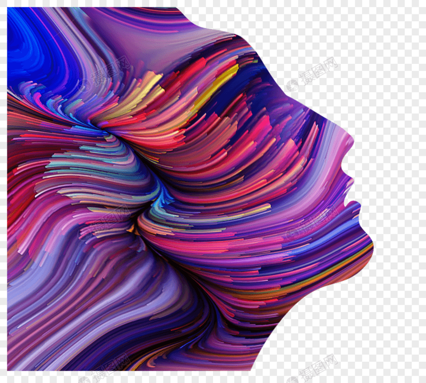 紫色抽象线条女性剪影元素图片
