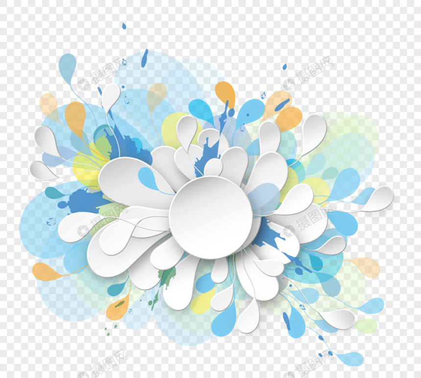 抽象白色立体剪纸风格花朵文本框图片