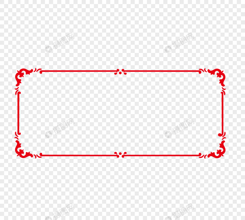 红色花边传统复古中国风中式边框图片