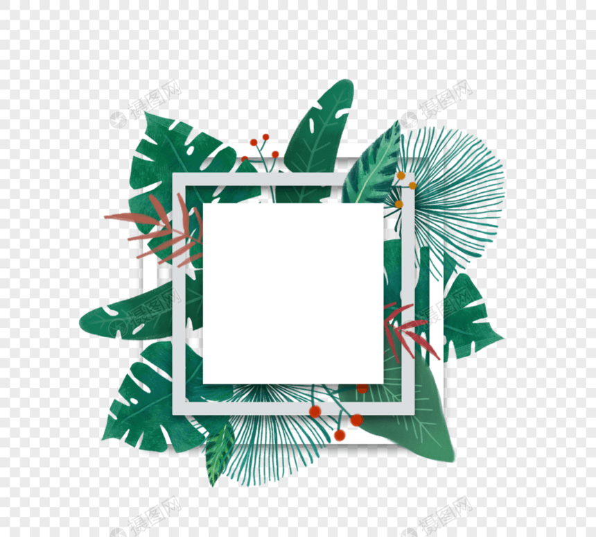 绿色扁平几何自然框架图片