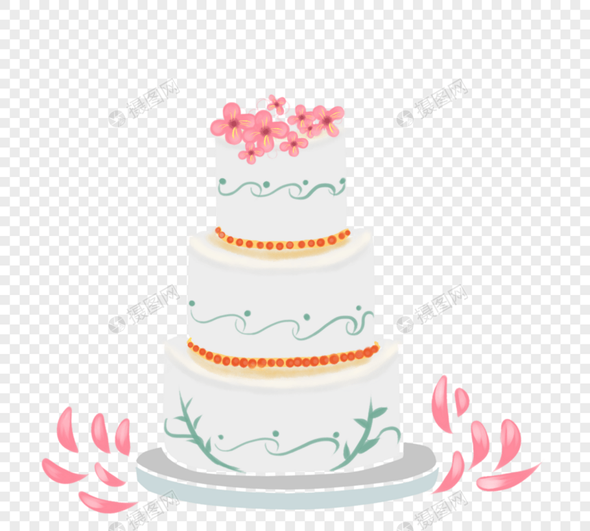 清新花朵多层婚礼蛋糕图片