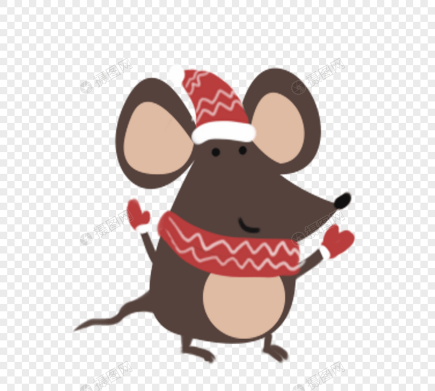 冬季卡通小动物老鼠元素图片