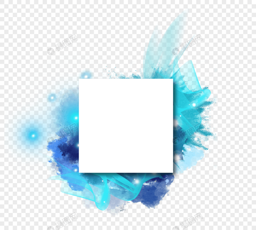 蓝色几何抽象色系边框图片