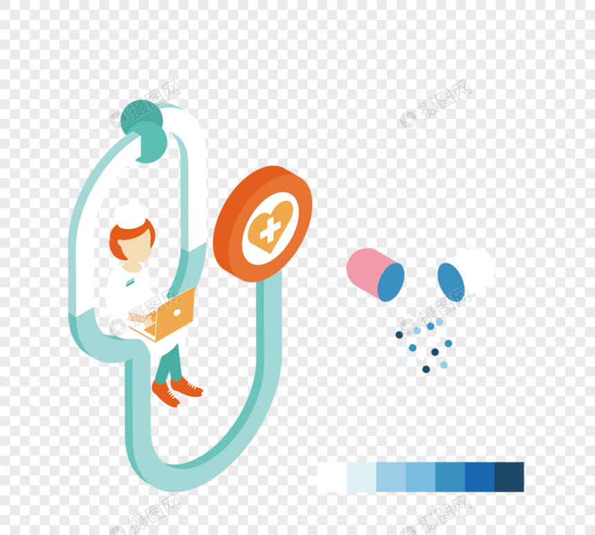 25d技术医疗插图元素图片