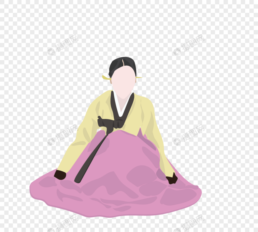韩国传统服饰女性矢量字符图片