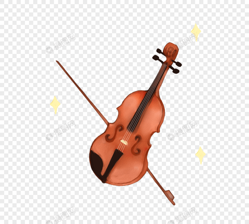 手绘水彩风格小提琴图片