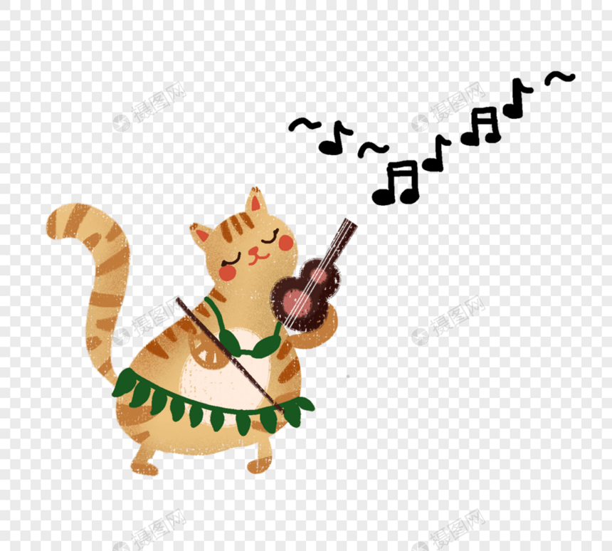 一只小胖猫在拉小提琴图片
