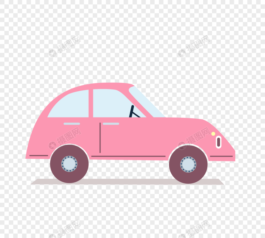 粉色少女复古风格汽车私家车图片