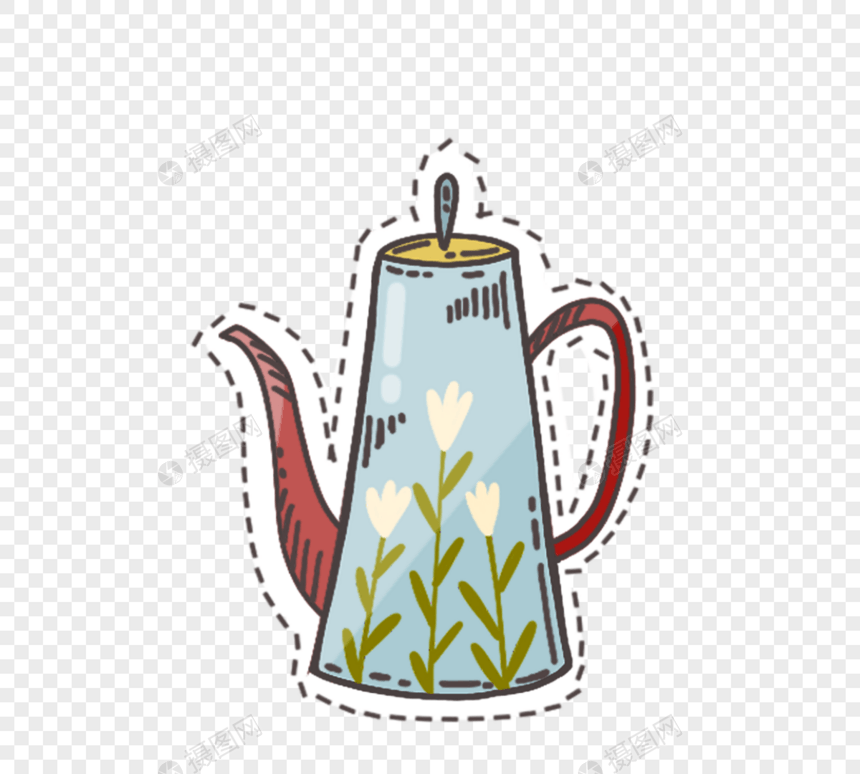茶壶水壶手绘涂鸦茶壶手绘图片