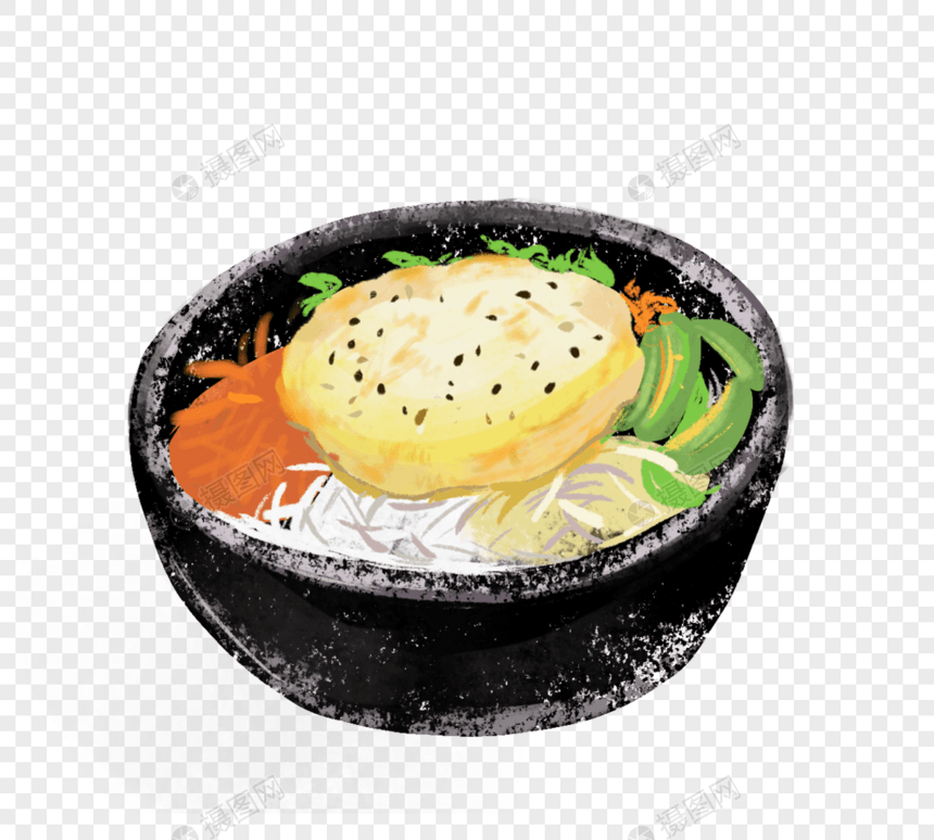 卡通手绘韩国石锅饭图片