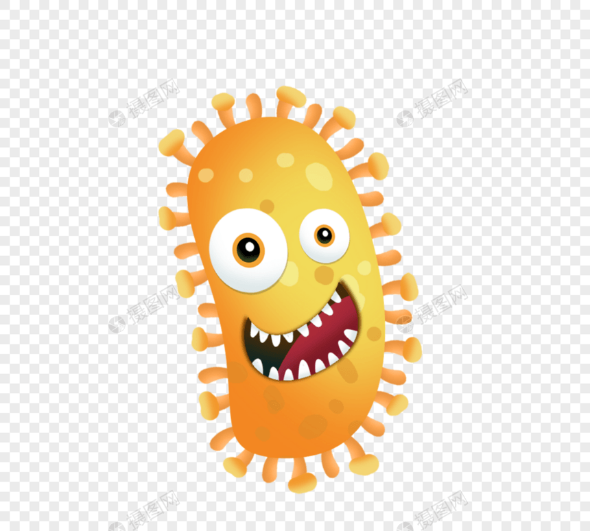橙色细菌卡通病毒图片