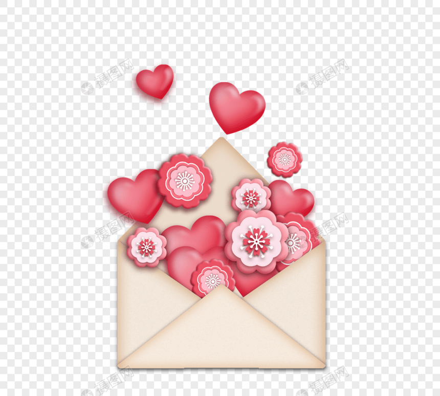 情人节打开爱心信封图片