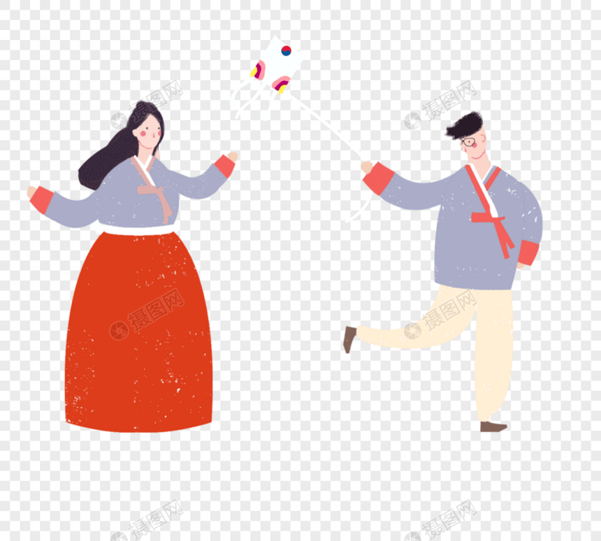 传统文化活动：浅色手绘风筝插图图片