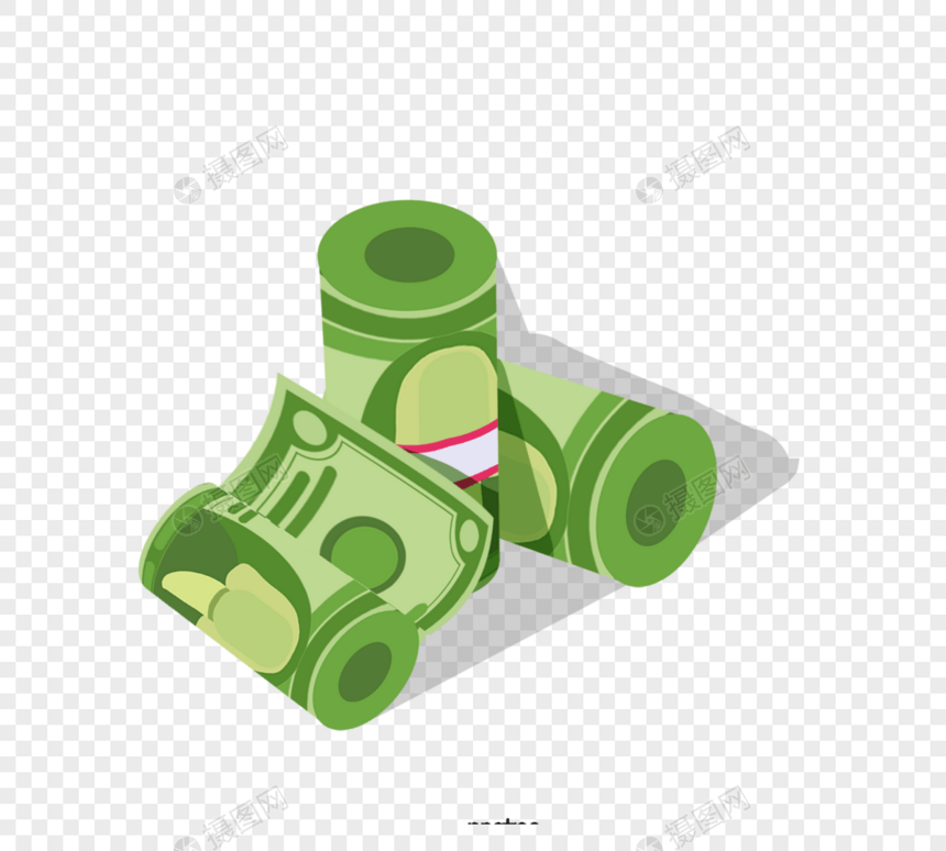 绿色美元钱卷元素图片
