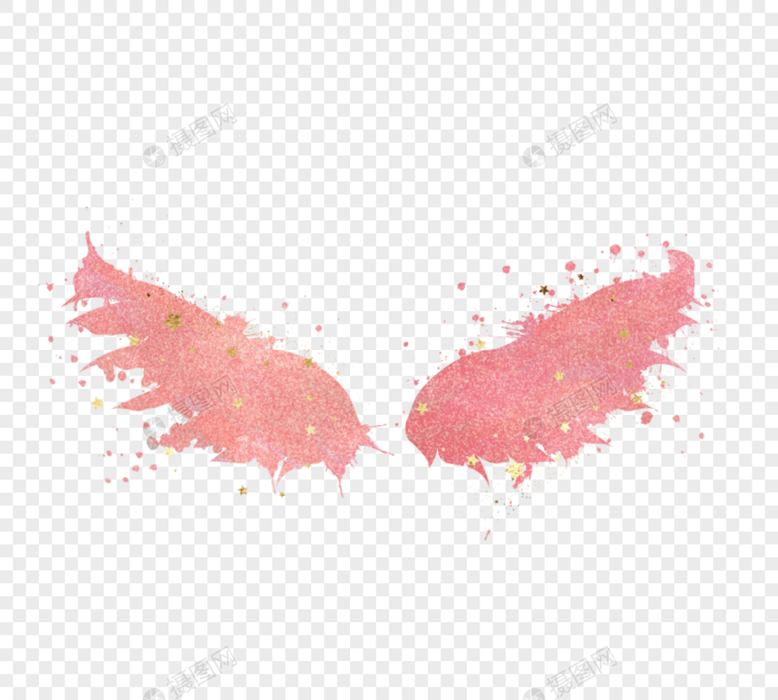 抽象金粉飞翼翅膀元素图片
