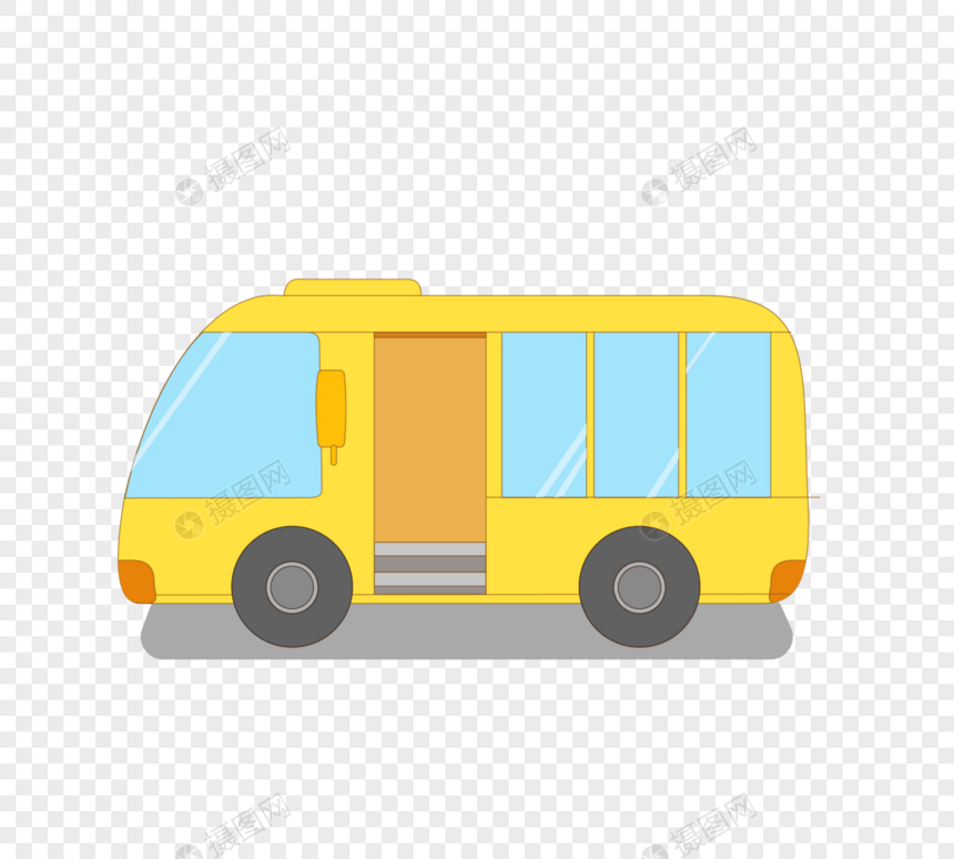 可爱手绘暖黄色儿童校车图片