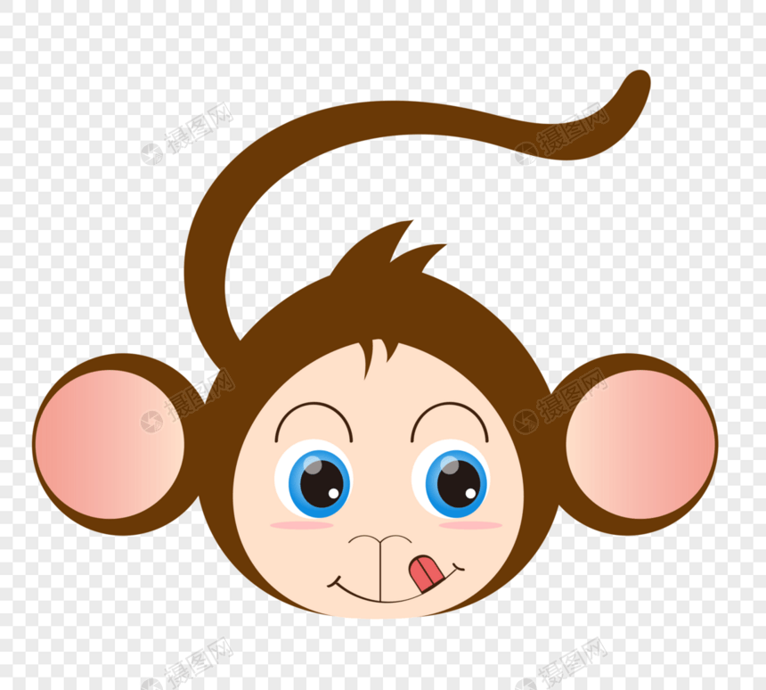 卡通猴子头像手绘元素图片