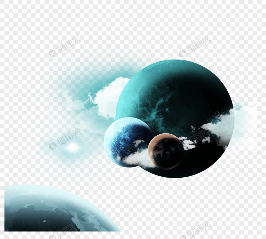 漂浮星球蓝色星云图片