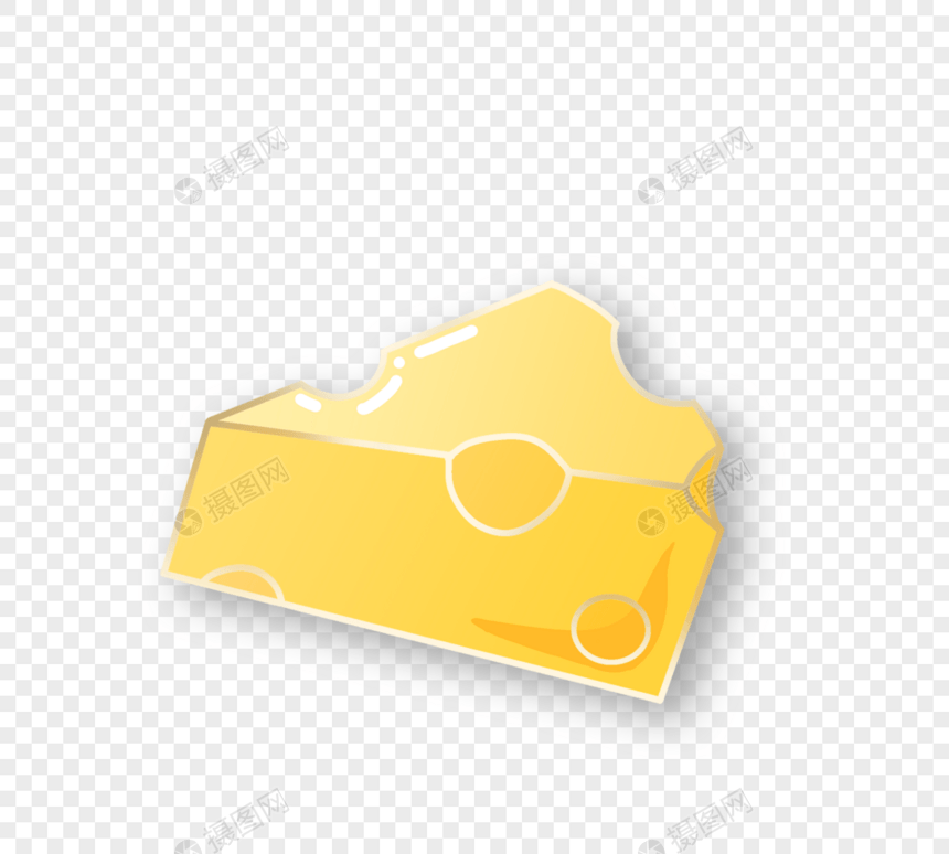 黄色奶酪可爱徽章元素图片