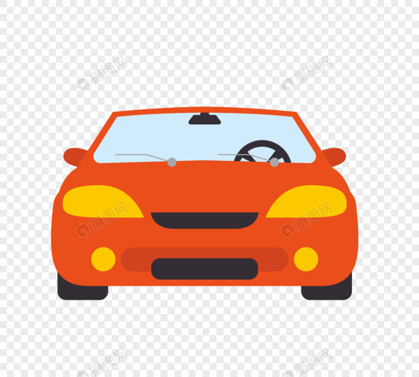 汽车橙色矢量简约元素图片