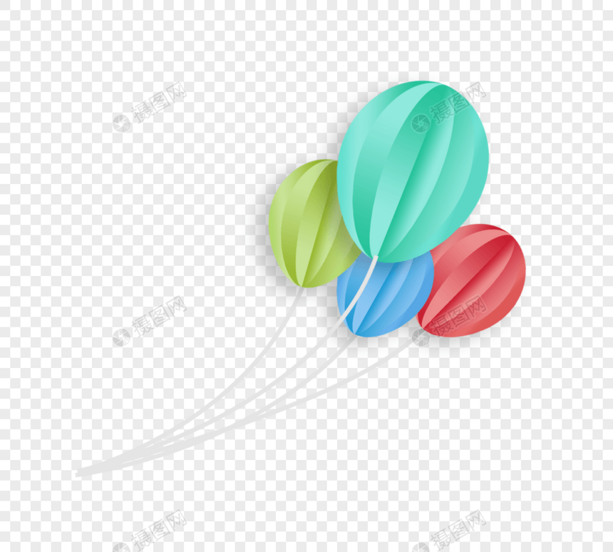 一把剪纸风气球装饰卡通手绘图片