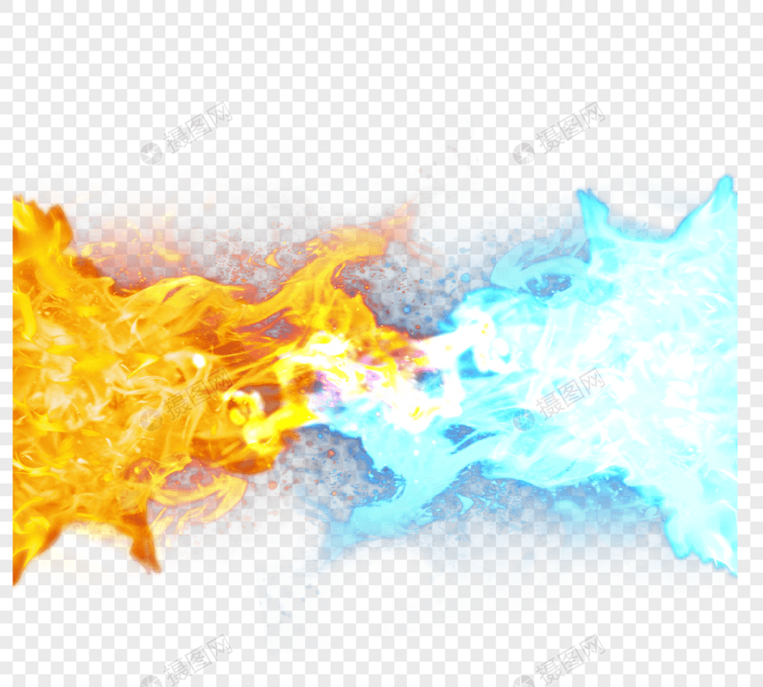 创意手绘动态冰与火相交元素图片