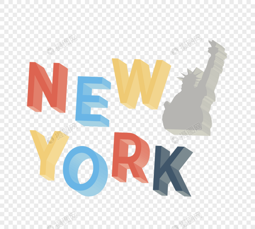 彩色3D立体纽约自由女神图片