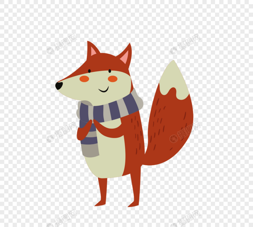 戴围巾红色狐狸图片